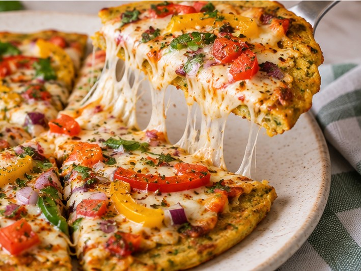 Moong Dal Chilla Pizza (Lentil Pancake Pizza)