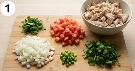 Shredded Chicken & Egg Scramble, step 1