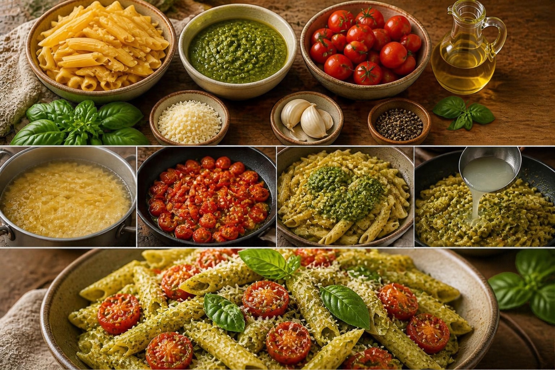 Pesto Penne with Cherry Tomatoes