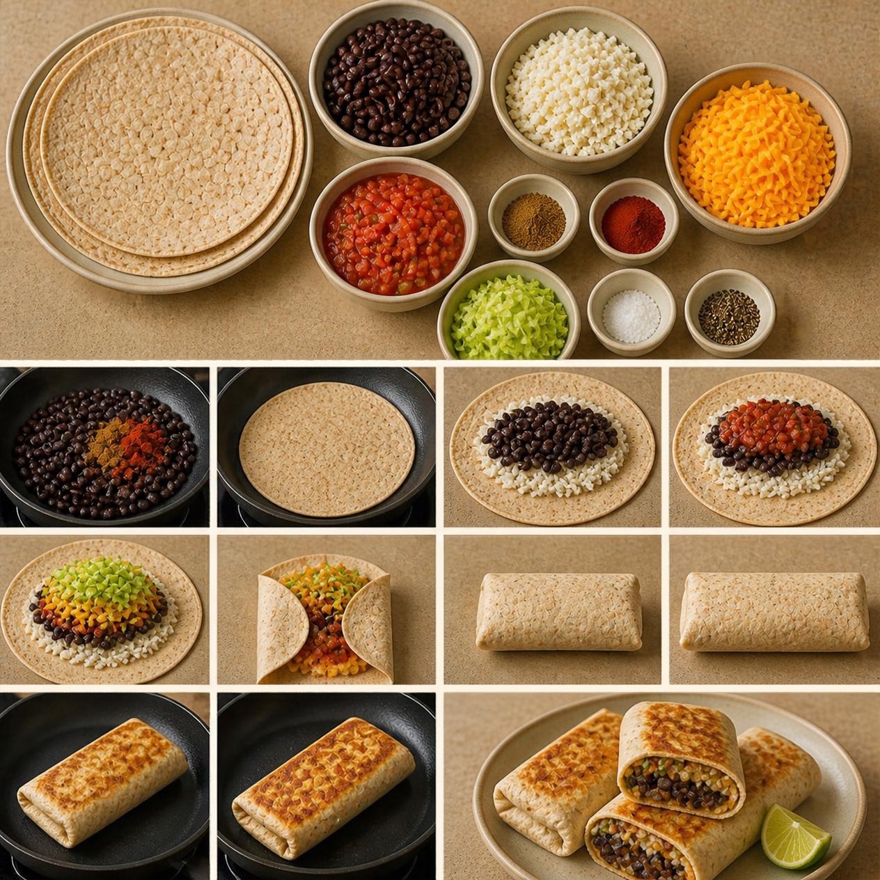 Vegetarian Bean and Cheese Burritos