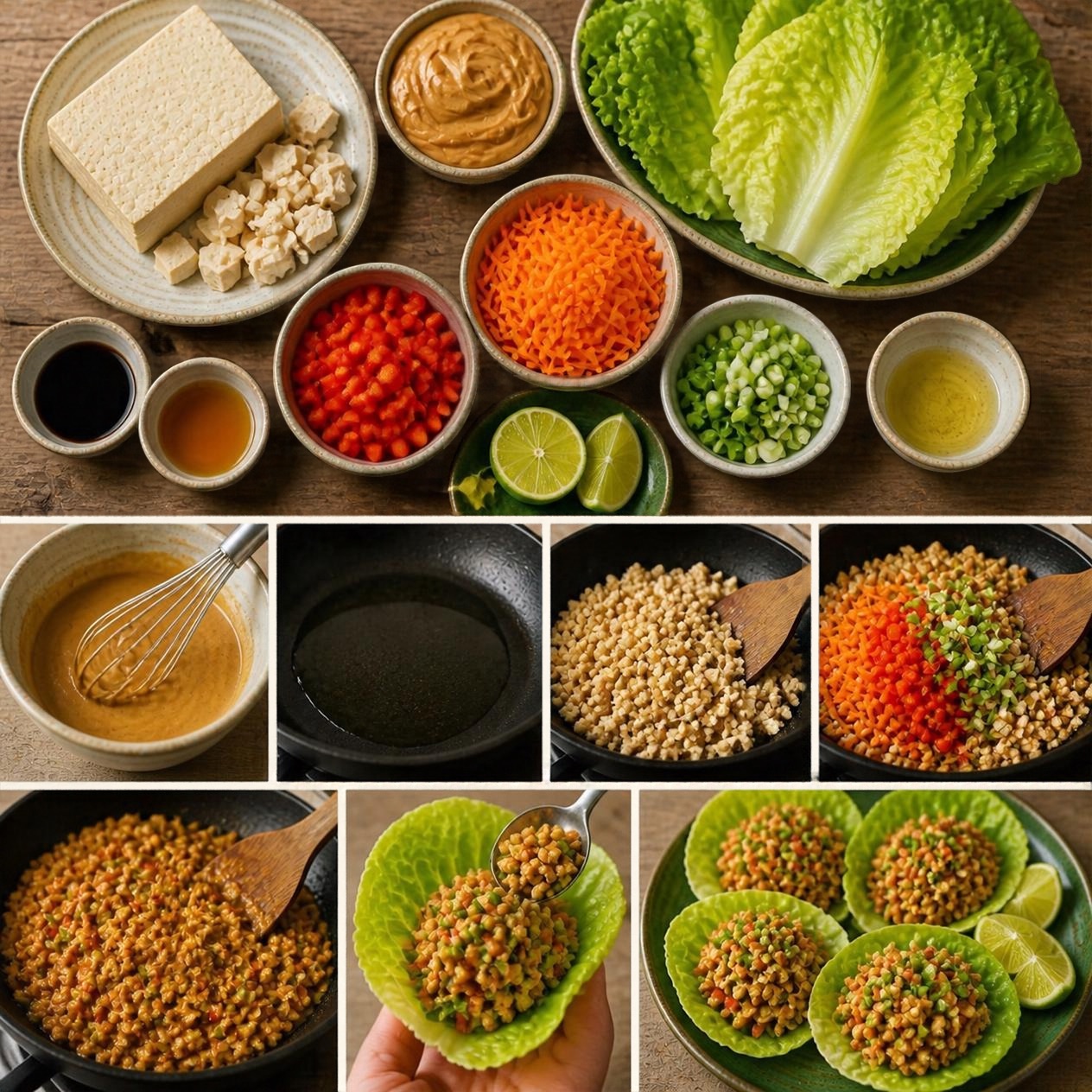 Thai Peanut Tofu Lettuce Wraps