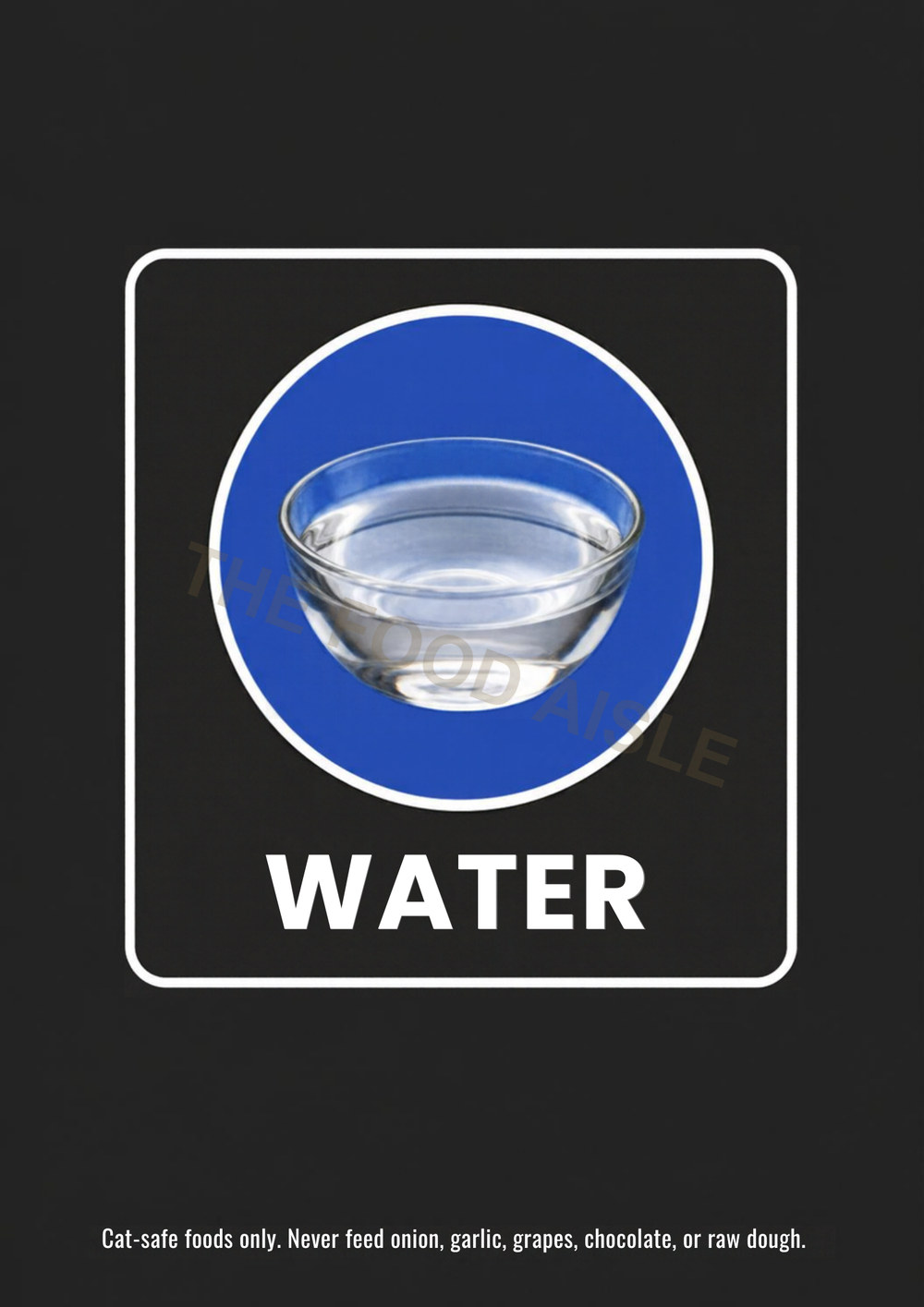 Printable A4 cat choice tile showing water in blue and yellow