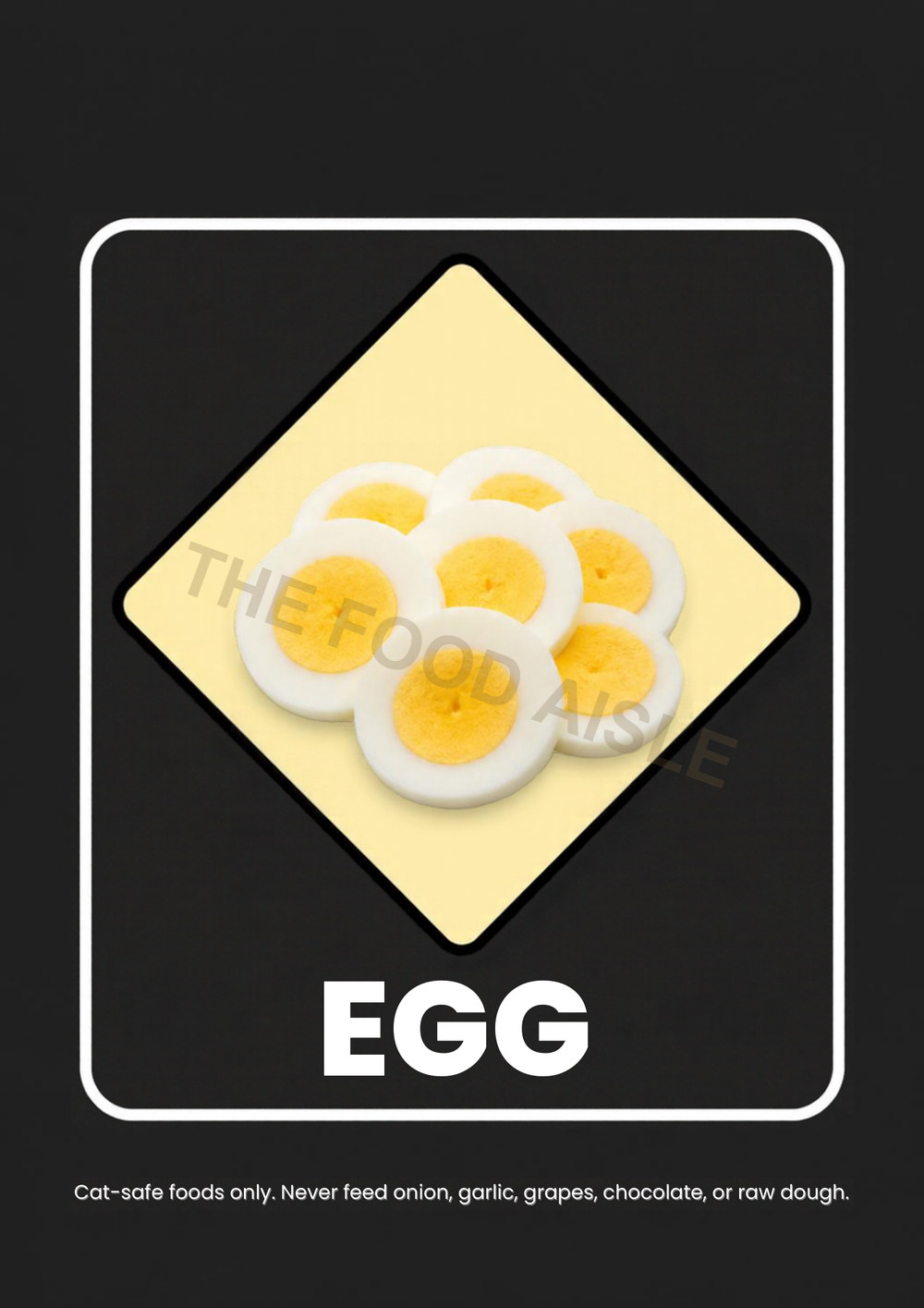 Printable A4 cat choice tile showing egg in blue and yellow