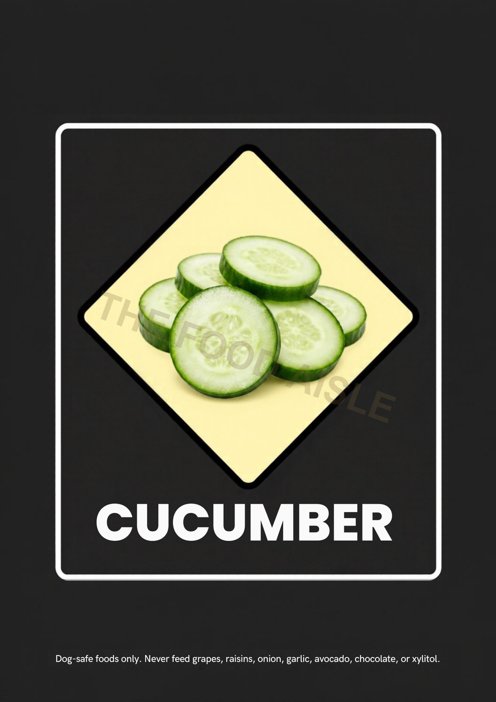 Printable A4 dog choice tile showing cucumber in blue and yellow