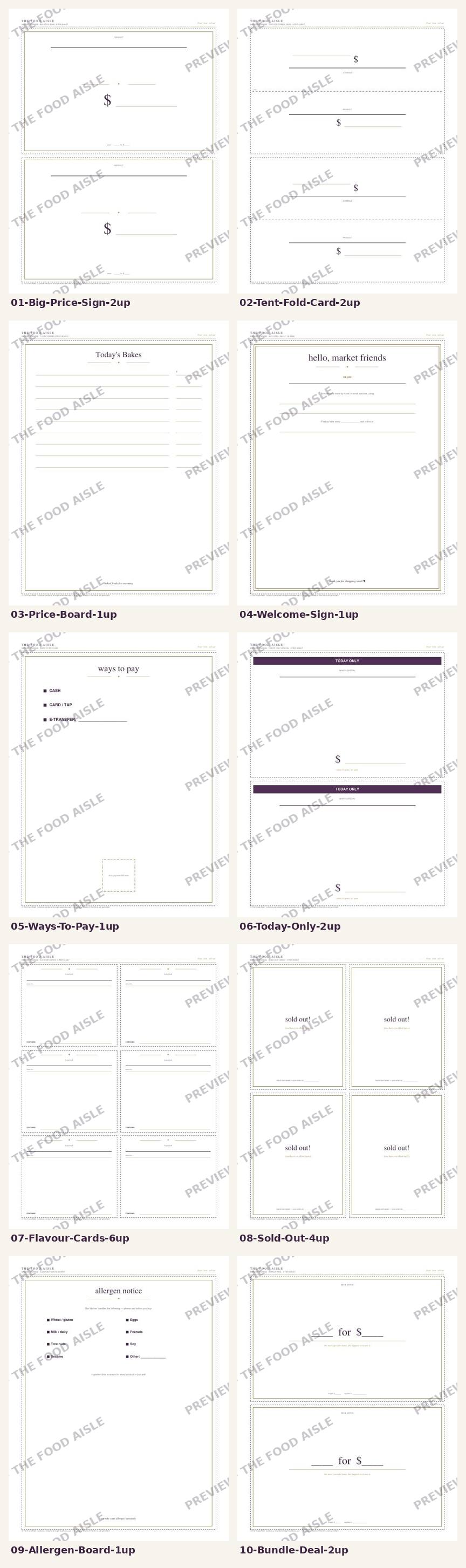 Farmers Market & Signage Cards preview