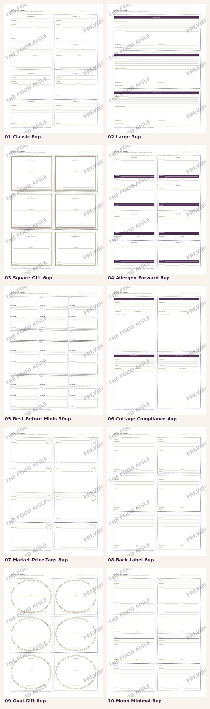 Product Label Templates preview