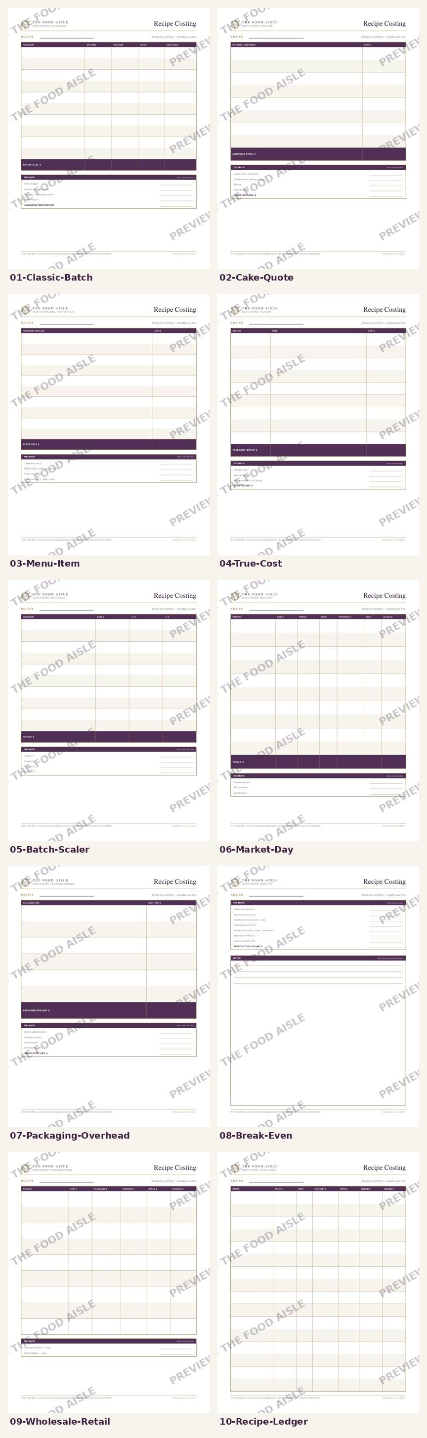 Recipe Costing & Pricing Calculator preview